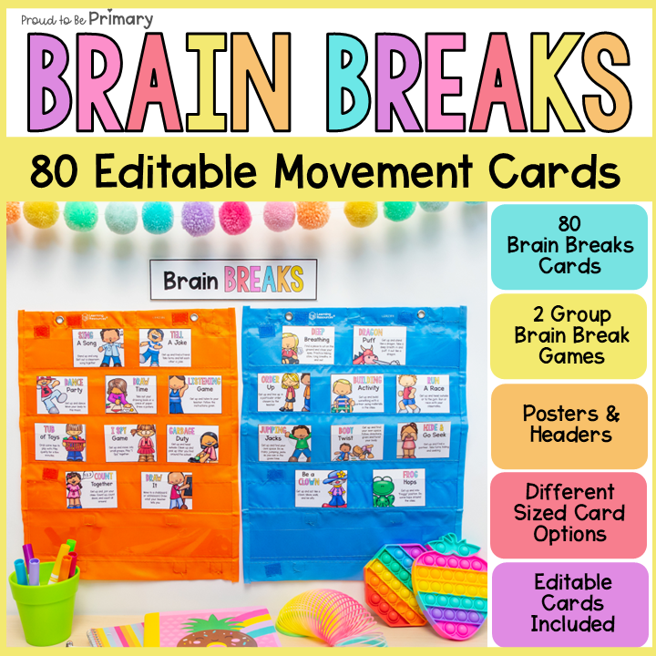 Brain Breaks & Movement Activity Cards - Group Games, Exercises, & Transitions
