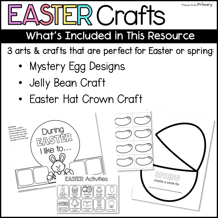 Easter Hat Headband Crown, Easter Egg Coloring, Jelly Bean Craft Activities