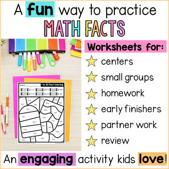 Addition Subtraction Color By Number Coloring Worksheets Math Fact Color By Code