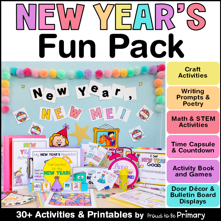 Happy New Year Resolutions Goals Activities 2025 - New Year Math, Crafts, Crown
