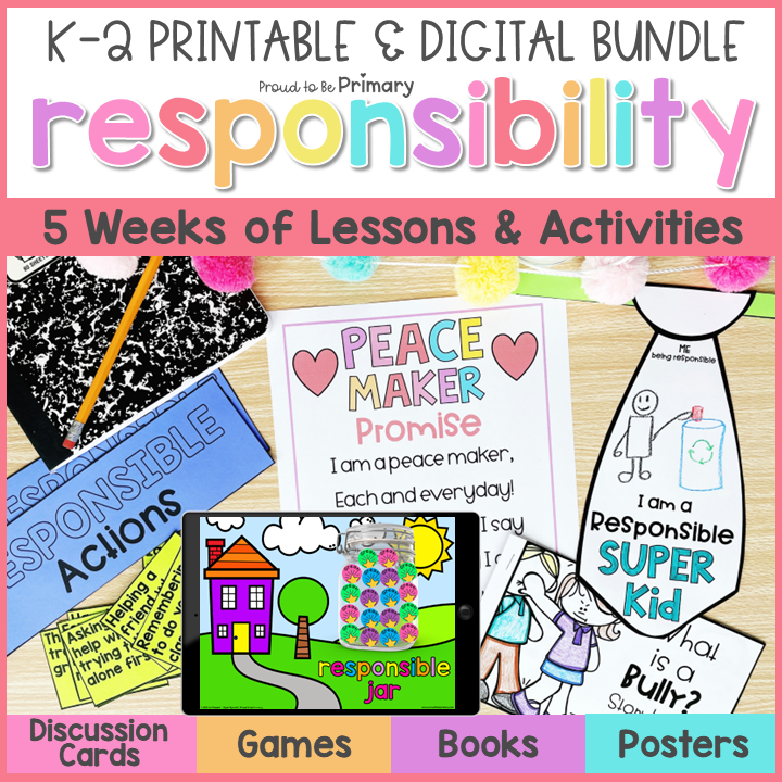 Responsibility Class Goals Social Skills Curriculum Activities, Worksheets, Game