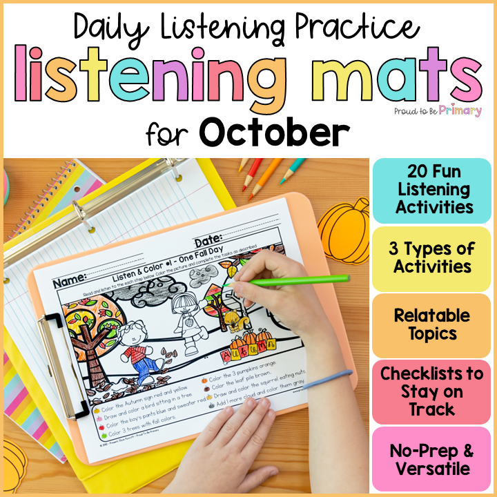October Fall Halloween Following Directions, Listening, Morning Work Activities