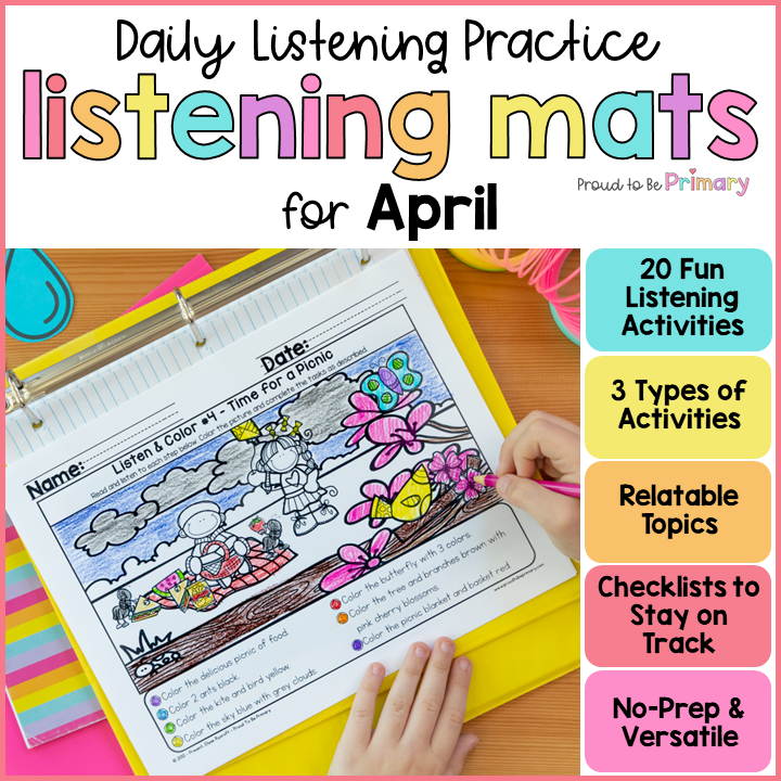 April Spring Activities Following Directions Listening Activity Listen Read Draw