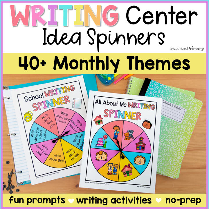 Fun Monthly Writing Journal Prompts Topics Spinners - Writing Center Activities