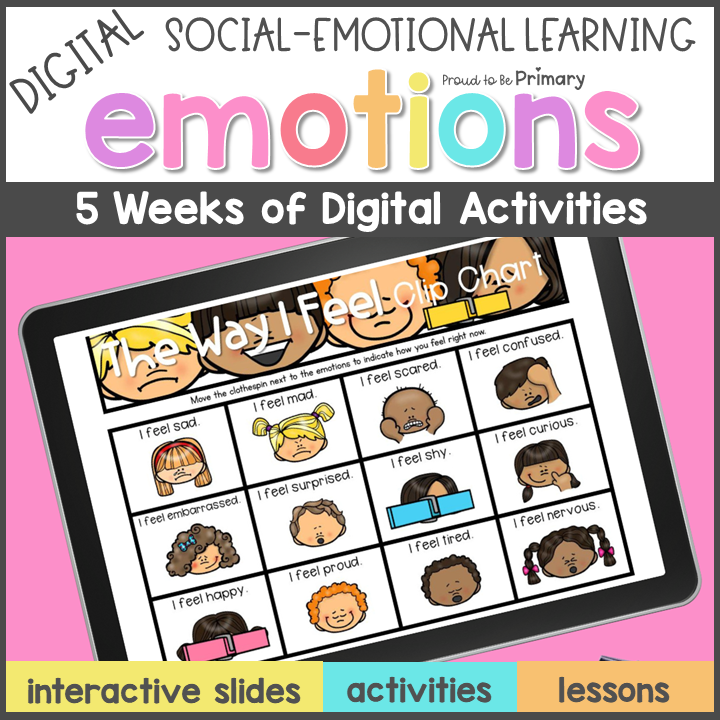 Identifying Feelings & Emotions DIGITAL SEL Slides, Activities, Check In Chart