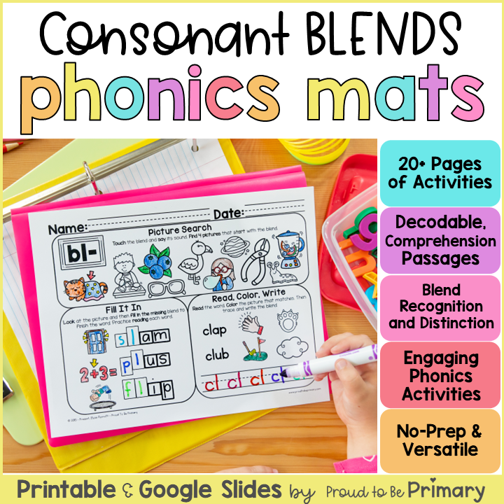 Consonant Blends Worksheets & Fluency Passages - Literacy & SOR Activities