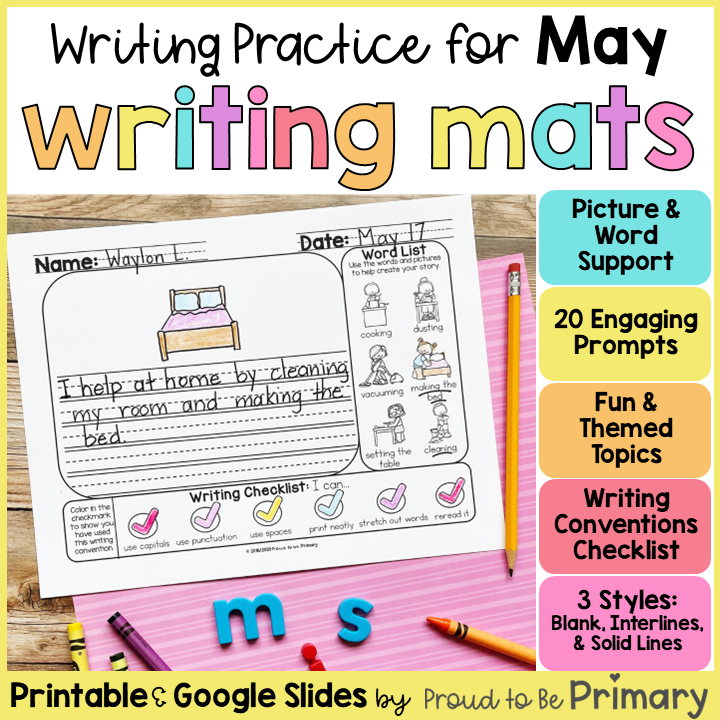 May Spring Mother's Day Writing Center Prompts Paper Morning Work Activities