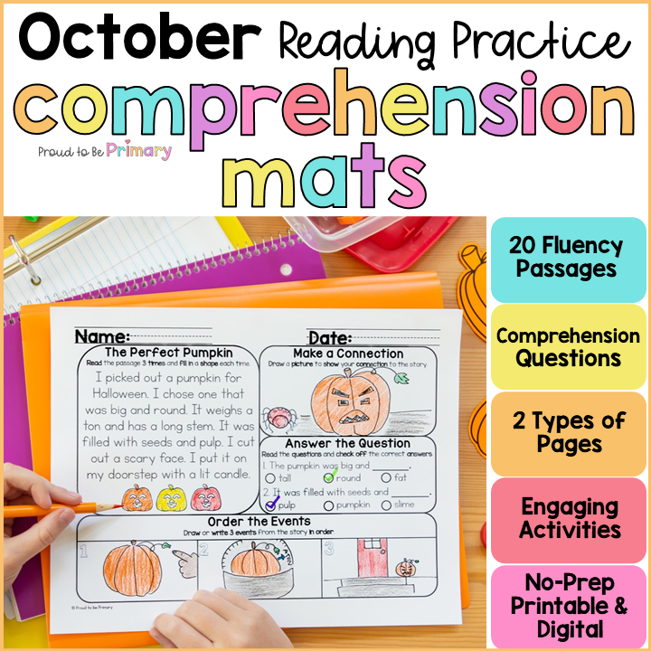 Fall October Halloween Reading Fluency Comprehension Passages & Morning Work