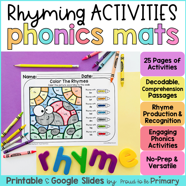 Rhyming & Short Vowel Activities - Reading & Phonics Worksheets - Morning Work