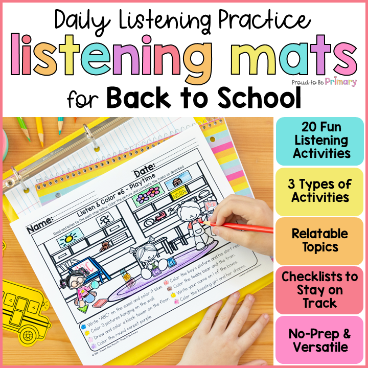 September Back to School Following Directions & Listening Read & Draw Activities