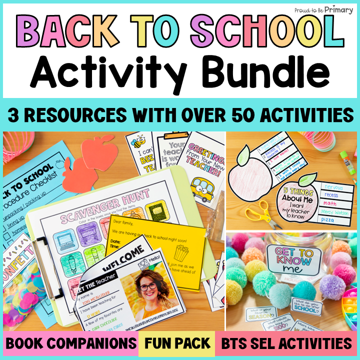 Back to School SEL First Week Day of School Book Activities Math Crafts Writing