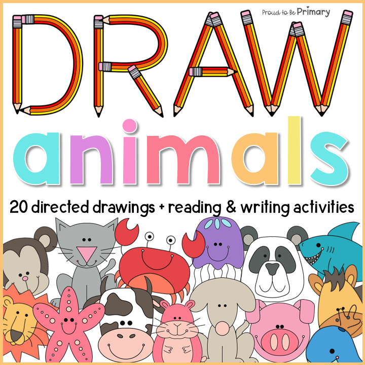 Directed Drawing Animals, Pets, Ocean, Zoo, Farm - Writing & Reading Activities
