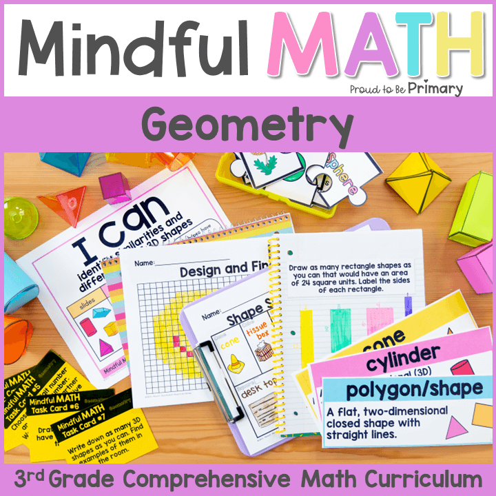 3rd Grade Geometry Perimeter Area 2D & 3D Shape Attributes Worksheets Craft Nets
