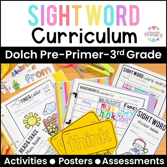 Dolch Sight Word List Practice Activities & Word Work Pre-Primer-3rd Sight Words