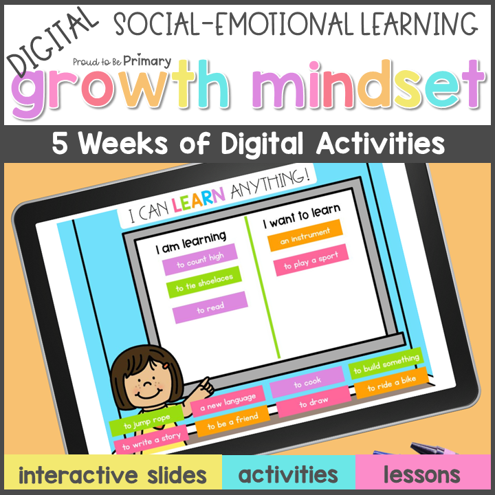 Growth Mindset Brain Digital Lesson Slides & Activities, Posters, Sort, Writing