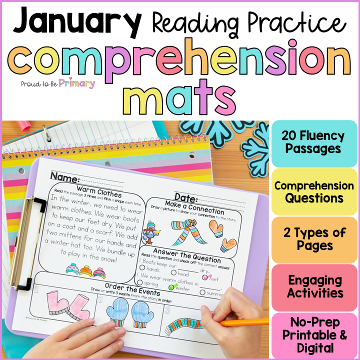 January Winter Morning Work New Years Reading Comprehension Passages Questions