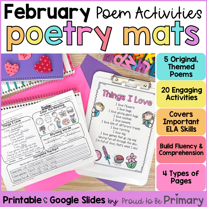 February Valentines Day Poems Poetry Activity Reading Comprehension Morning Work
