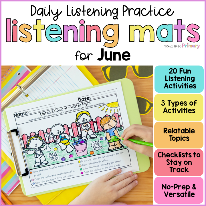 June End of Year Summer Following Directions & Listening Read & Draw Activities