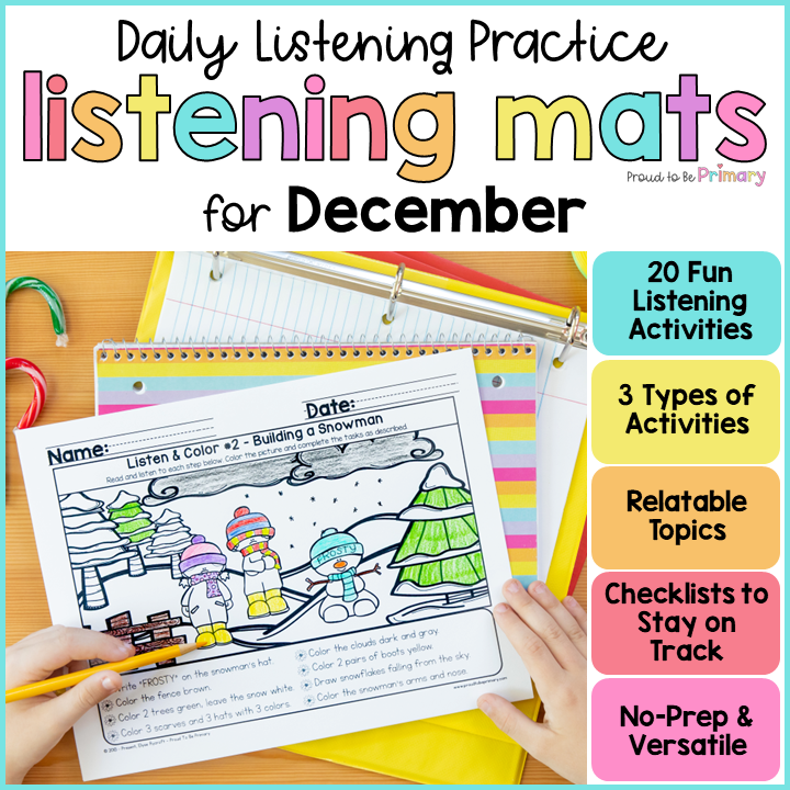December Christmas Holiday Following Directions Listening Morning Work Activity