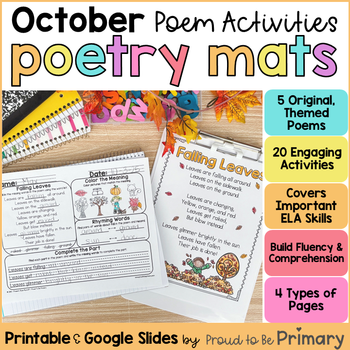 October Fall Morning Work Poems of the Week Worksheets & Reading Activities