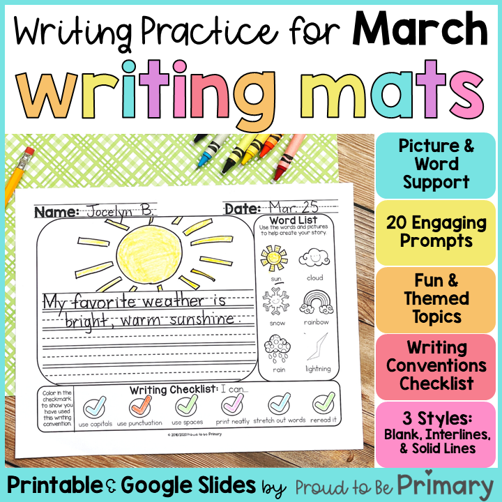 March St Patricks Day Spring Writing Center Prompt Paper Morning Work Activities