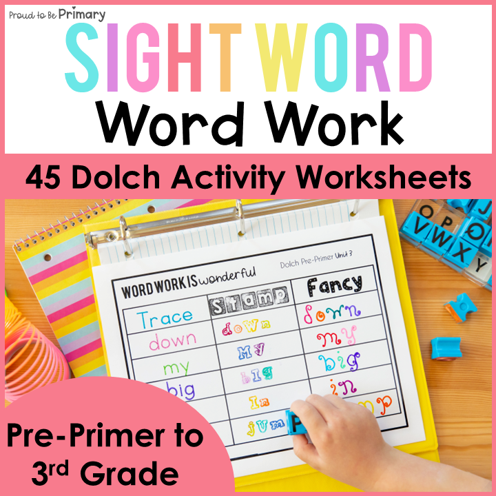 Dolch Sight Word Worksheets Pre-Primer Primer 1st 2nd Grade Word Work Activities