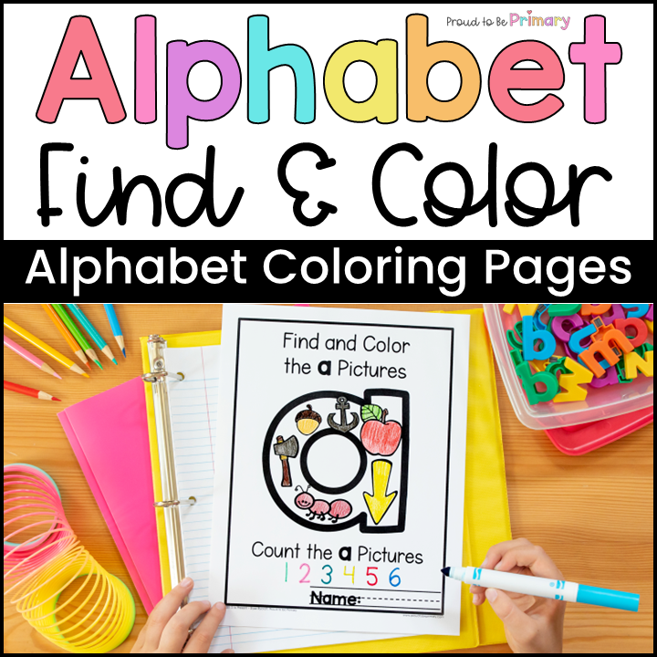 Alphabet Coloring Pages & Letter Sound Recognition Picture Search Worksheets