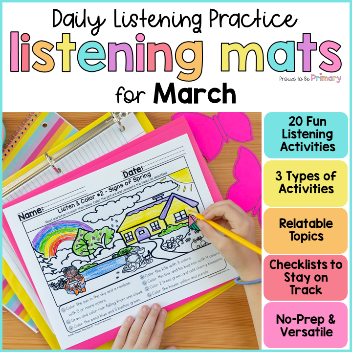 March Spring Activities Following Directions Listening Activity Listen Read Draw