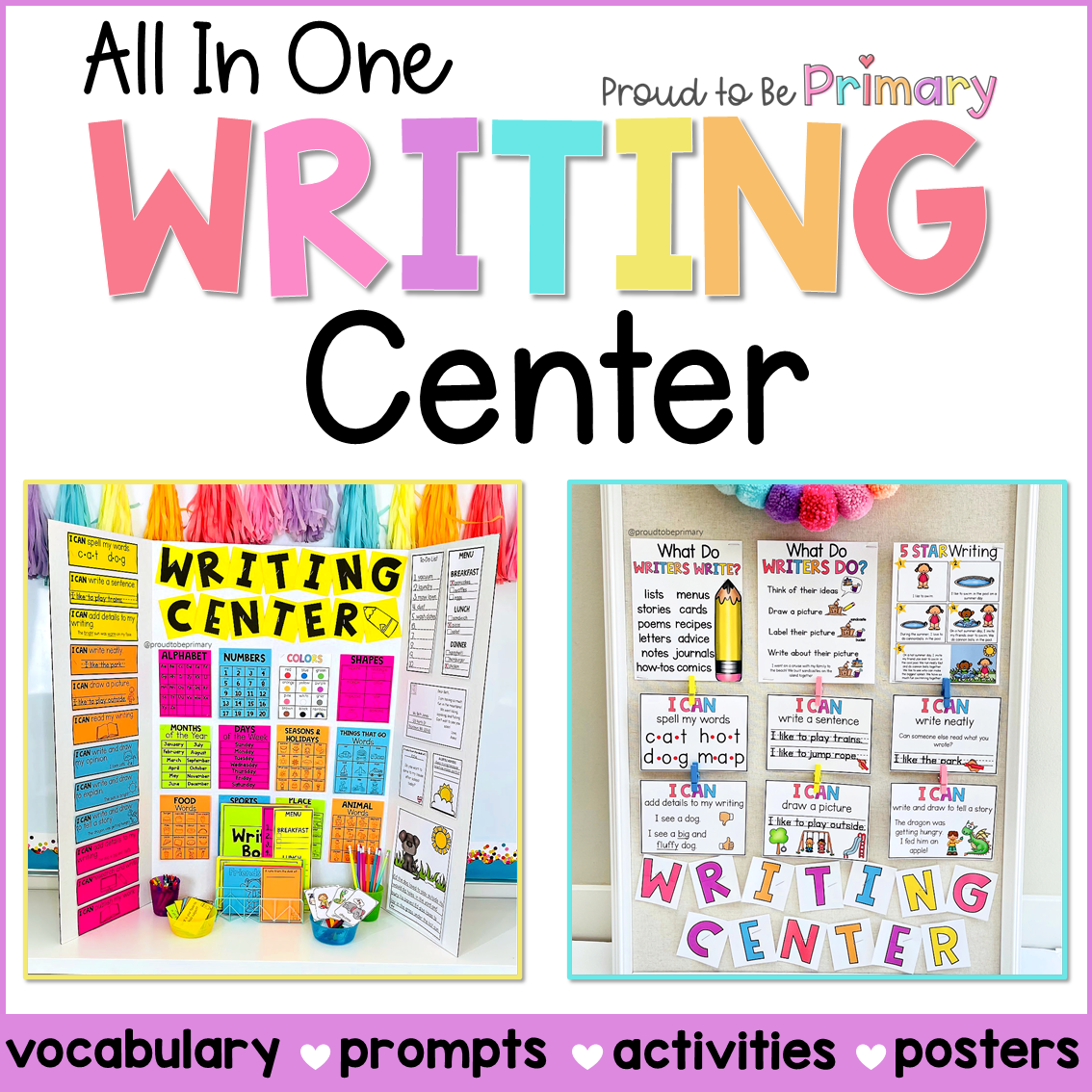 Writing Prompts, Activities, Paper, Posters, Practice Journal for Writing Center - Narrative Opinion Journal Prompts