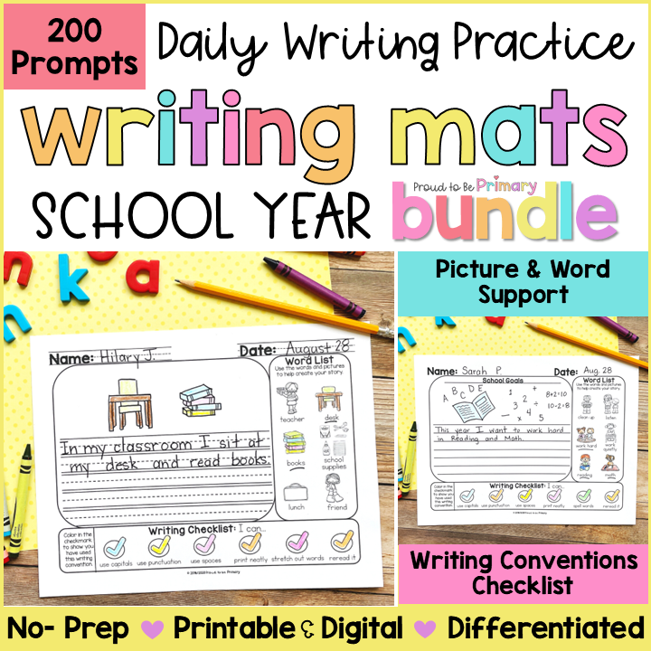 Writing Prompts Journal Paper Sentence Narrative Opinion Writing Center Activity