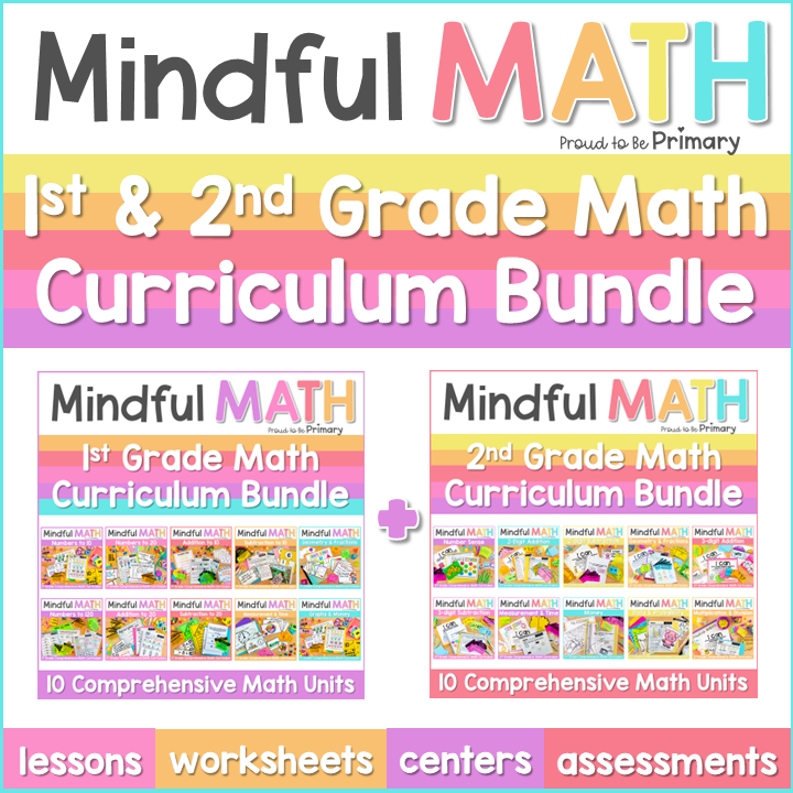 1st Grade & 2nd Grade Guided Math Year Long Curriculum, Lessons, & Math Centers