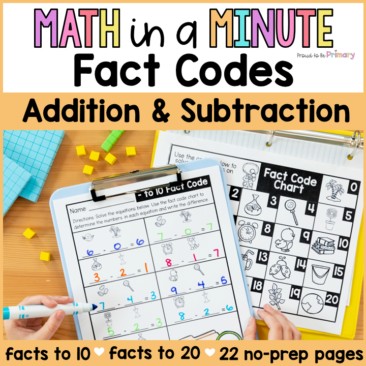 Math Crack the Secret Code Addition Subtraction Worksheets Activities to 10 20