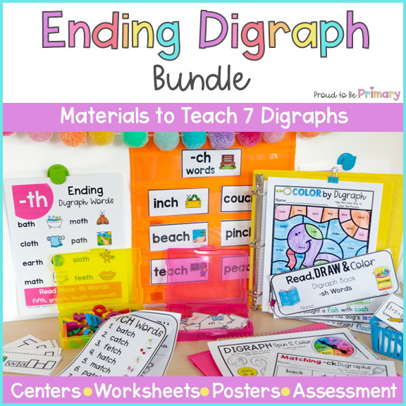 Ending Digraph Activities, Worksheets, Centers & Posters: ch, th, sh, ck, tch