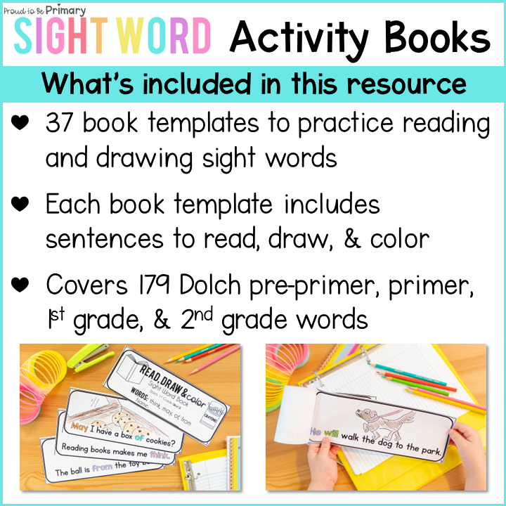 Dolch Printable Sight Word Sentence Books Pre Primer Kindergarten 1st 2nd Grade