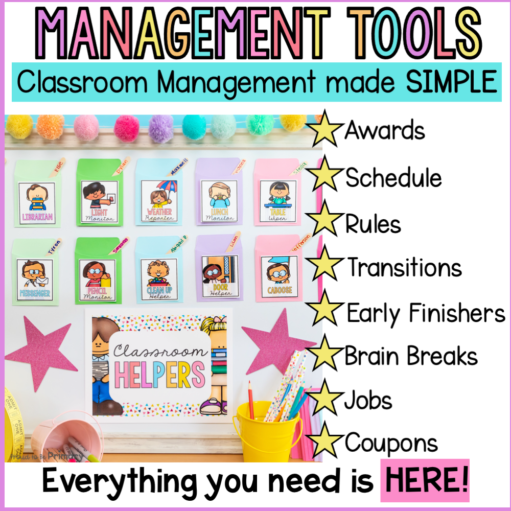 Classroom Management Bundle: Jobs, Coupons, Transitions, Brain Breaks, Rules, & Schedule