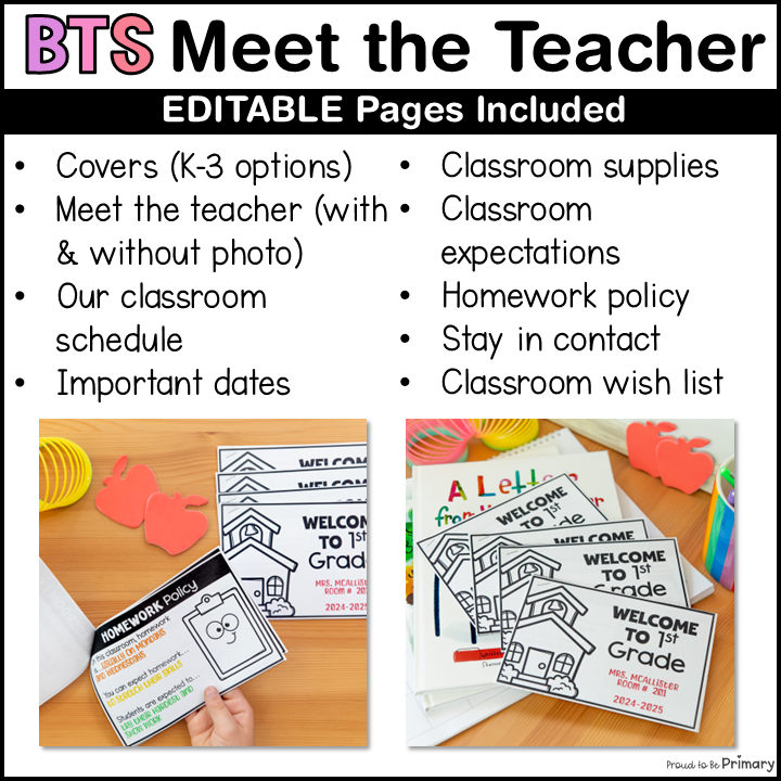 Back to School Meet the Teacher Night Template Editable Packet Brochure Booklet