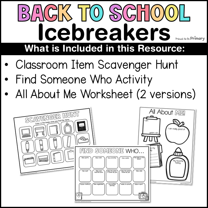 Find Someone Who Back to School Activity Classroom Scavenger Hunt First Day