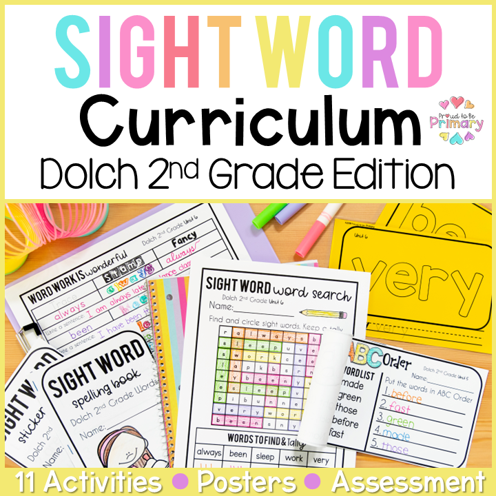 2nd Grade Dolch Sight Word List Activities, Worksheets, Flash Cards, Assessments