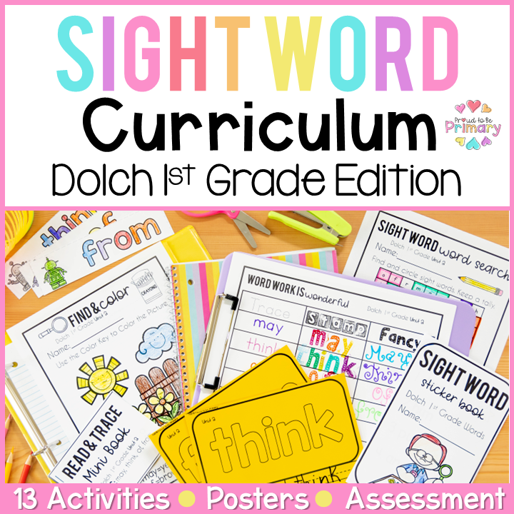 1st Grade Dolch Sight Word List Activities, Worksheets, Flash Cards, Assessments