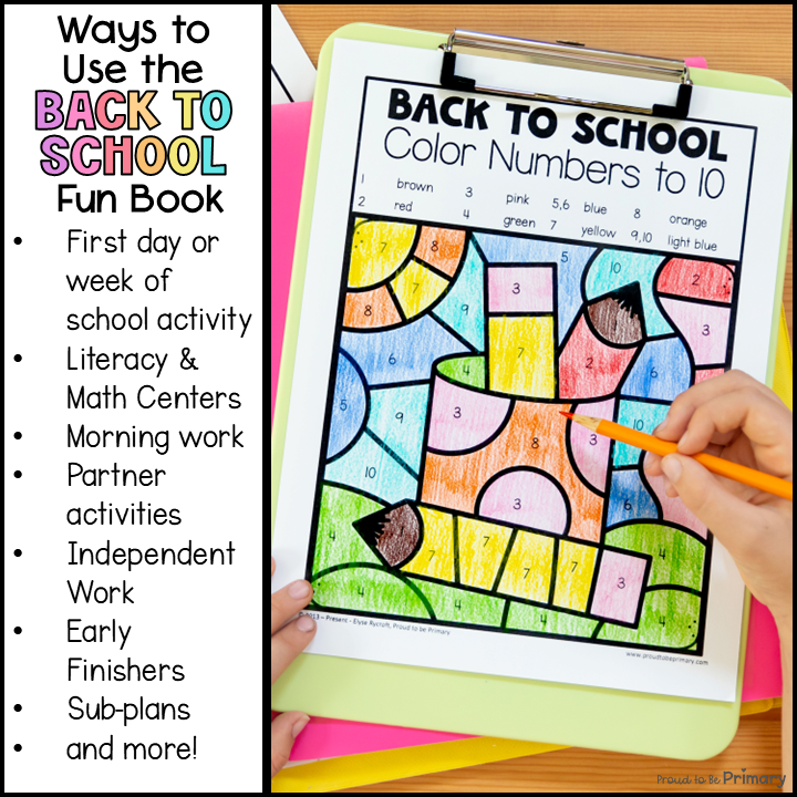 First Day of School Coloring Page Color by Number Back to School Word Search
