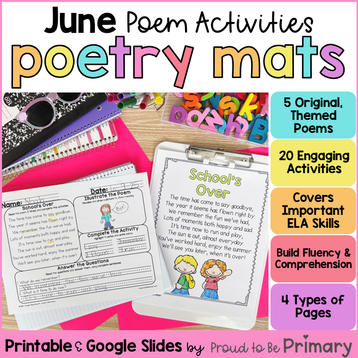 June Summer End of the Year Poems Poetry Reading Comprehension Morning Work