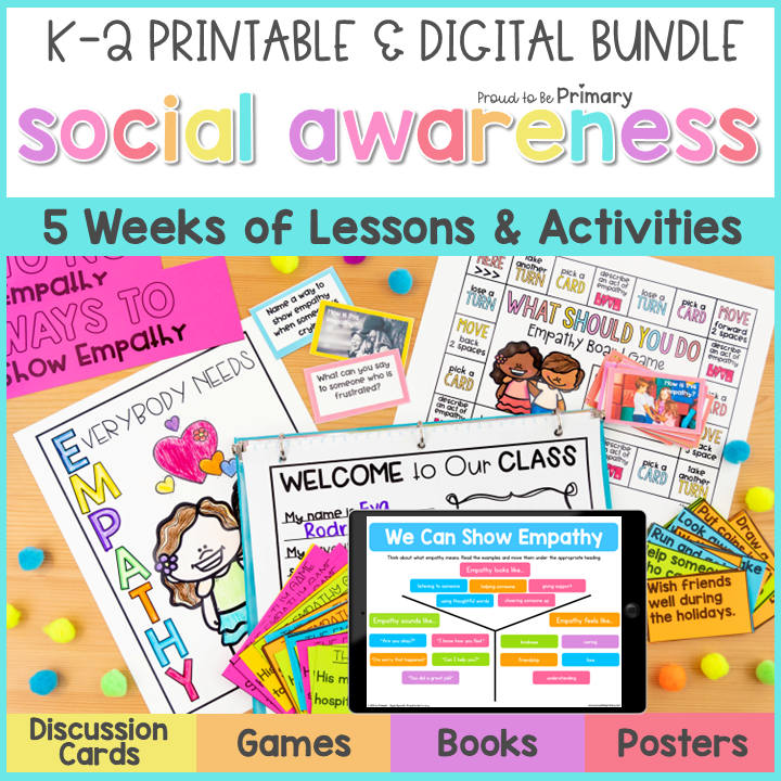 Empathy Social Awareness Skills Lessons, Activities, Games, Scenario Cards