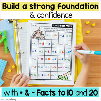 Math Maze Addition Subtraction Worksheets to 10 20 - Math Fact Color Sheets