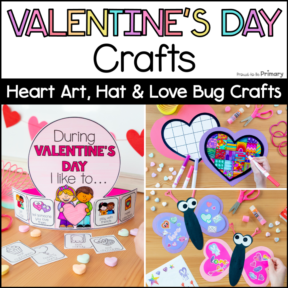 Valentine's Day Crafts Coloring Hearts Art, Butterfly Love Bug, Valentine Crown
