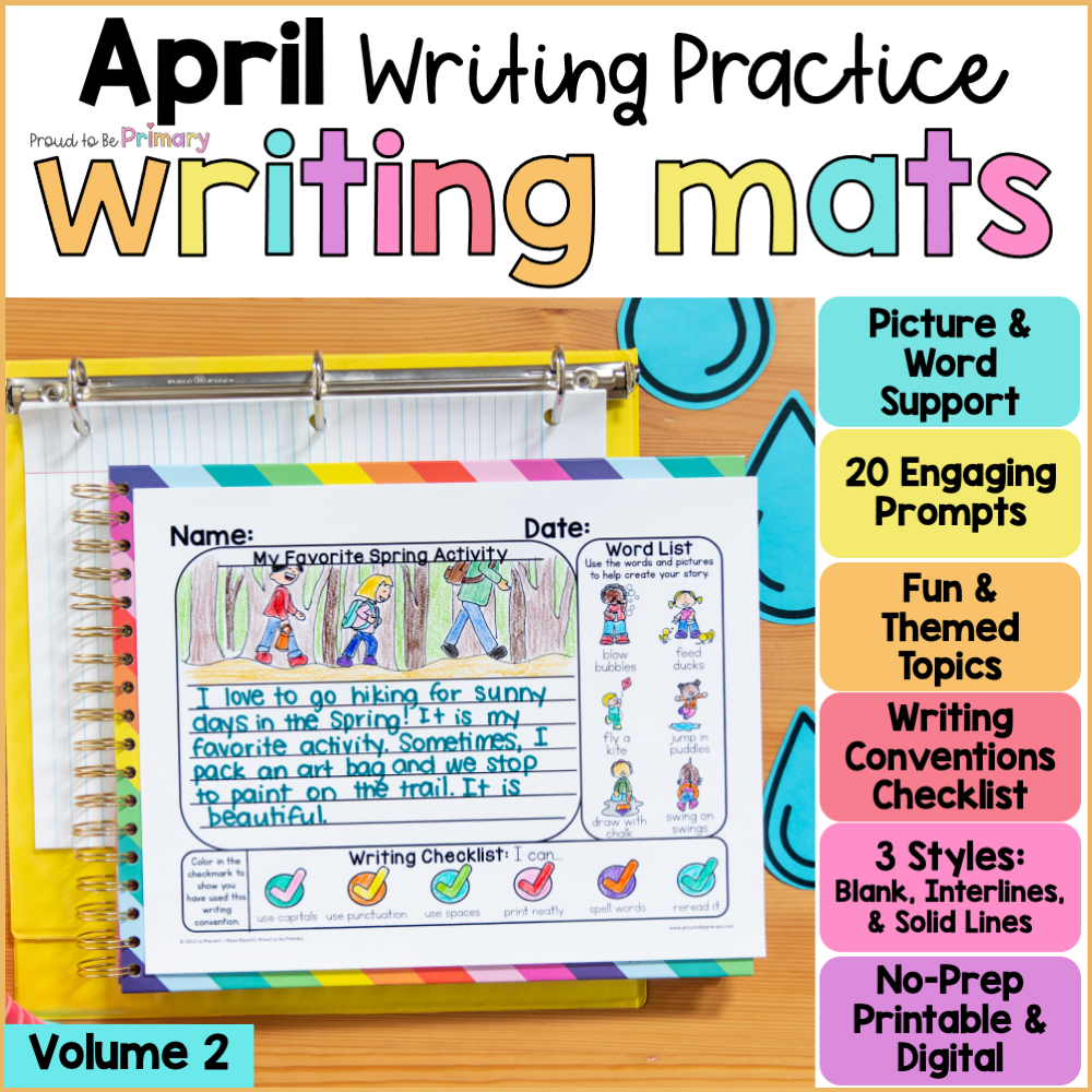 April Spring Easter Earth Day Writing Center Prompts Paper Journal Fun Activity