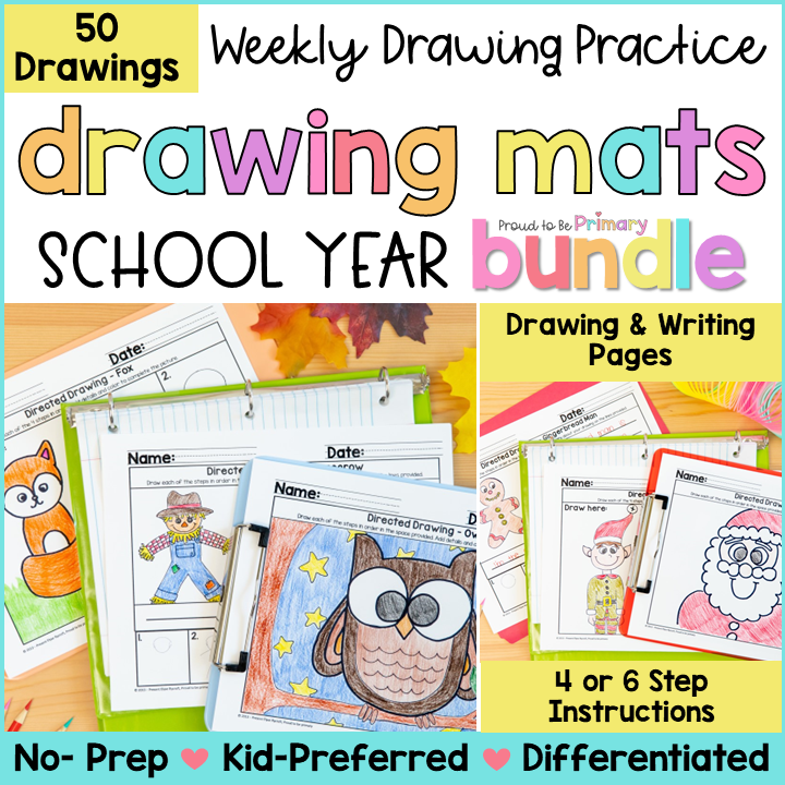 50 How to Draw Directed Drawing Writing Activities + FREE Editable Calendar 2025