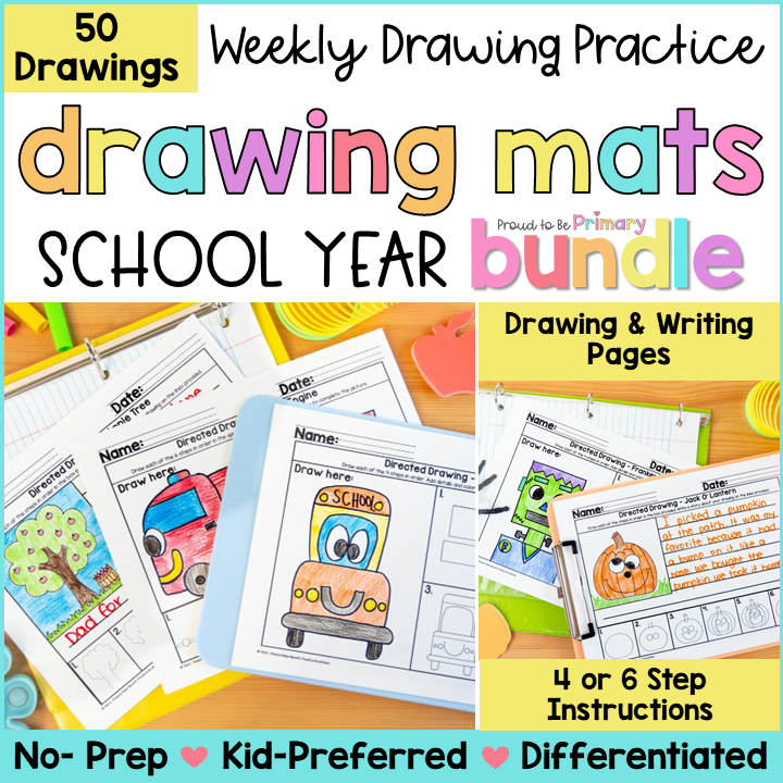 50 How to Draw Directed Drawing Writing Activities + FREE Editable Calendar 2025