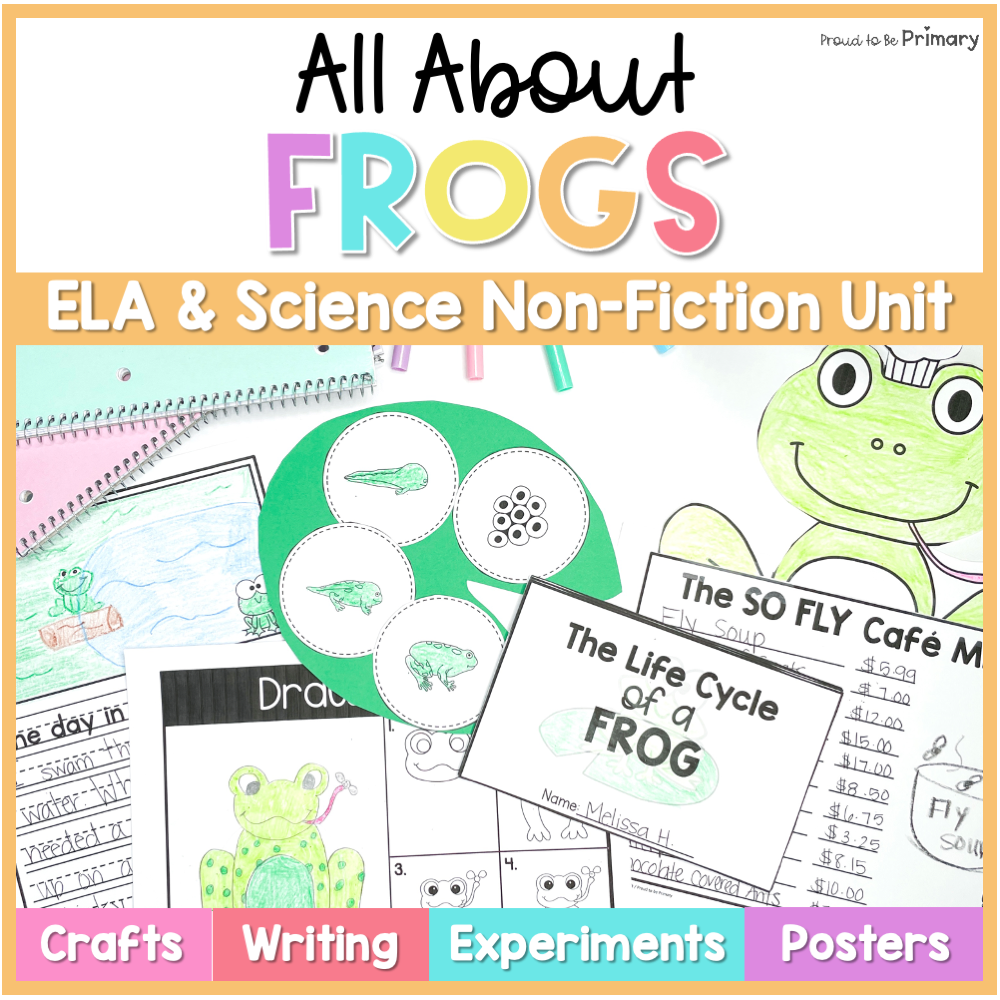 Frog Tadpole Life Cycle Craft Spring Writing Directed Drawing - All About Frogs