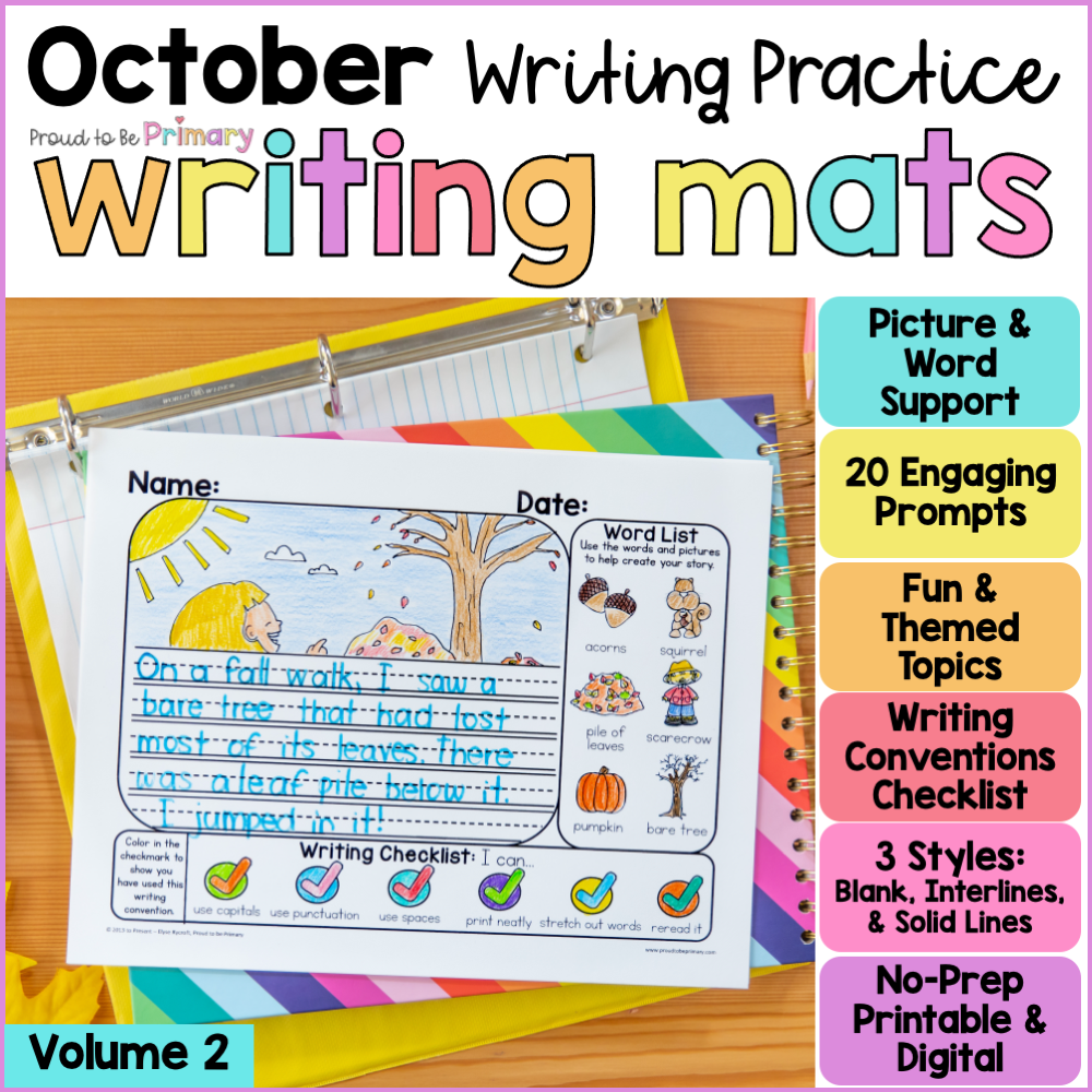 Fall October Halloween Writing Center Prompts Paper Journal Fun Activities