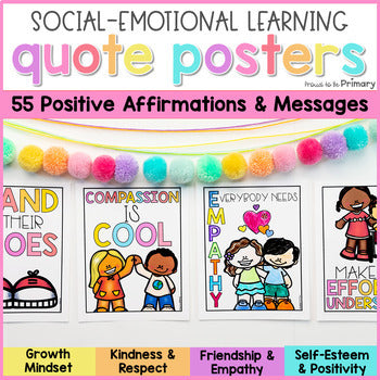 SEL Classroom Quotes & Coloring Pages - Kindness & Growth Mindset Posters